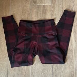 Old Navy Active Maroon Plaid Leggings